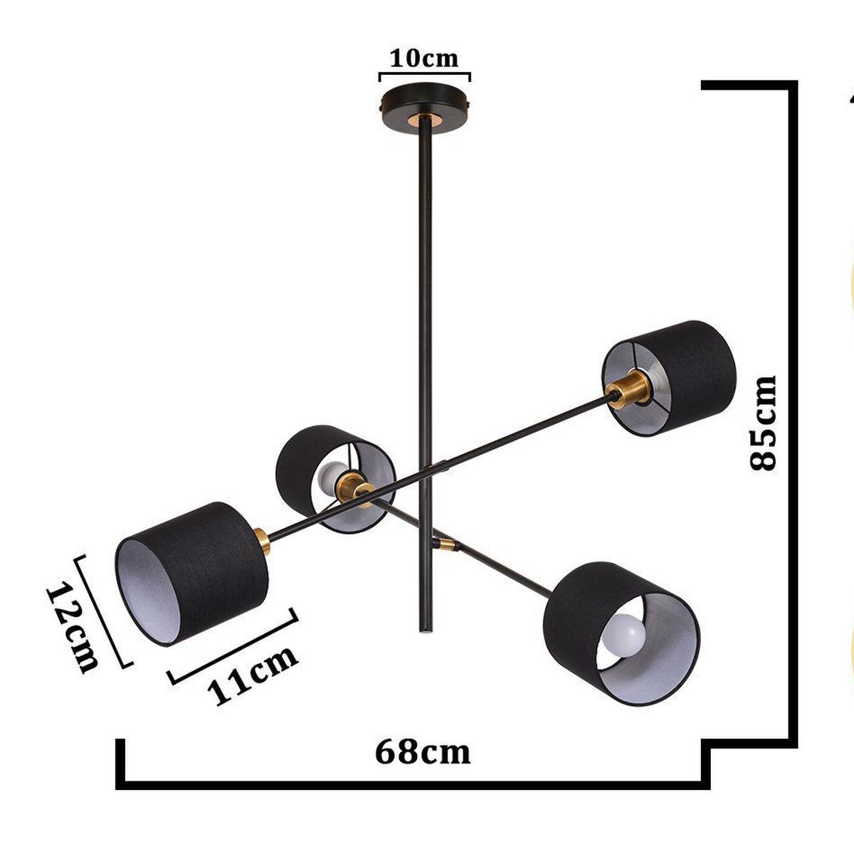 PENDELLEUCHTE Benedict 68/68/85 cm - Schwarz, Metall (68/68/85cm) - ZMH