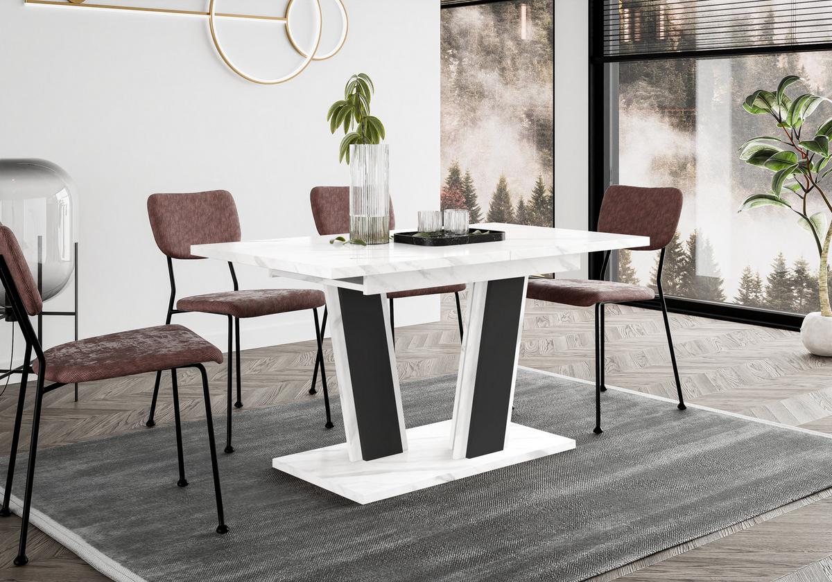 ESSTISCH BORSEN Ausziehbar 120 - 160 / 80 x 76 cm - Hellgrau/Schwarz, Holz (120/80/76cm) - MASSENO