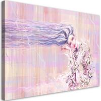 WANDBILD eine frau mit langen haaren - Pink, Textil (60/40cm) - Feeby