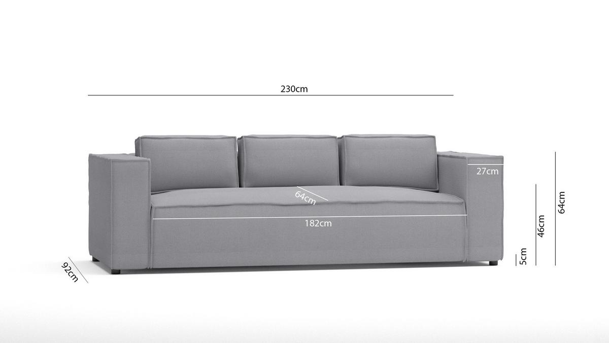 3-SITZER-SOFA Zenith Grau Luxusmicrofaser - Braun/Grau, Holz/Textil (230/64/92cm) - S-Style Möbel