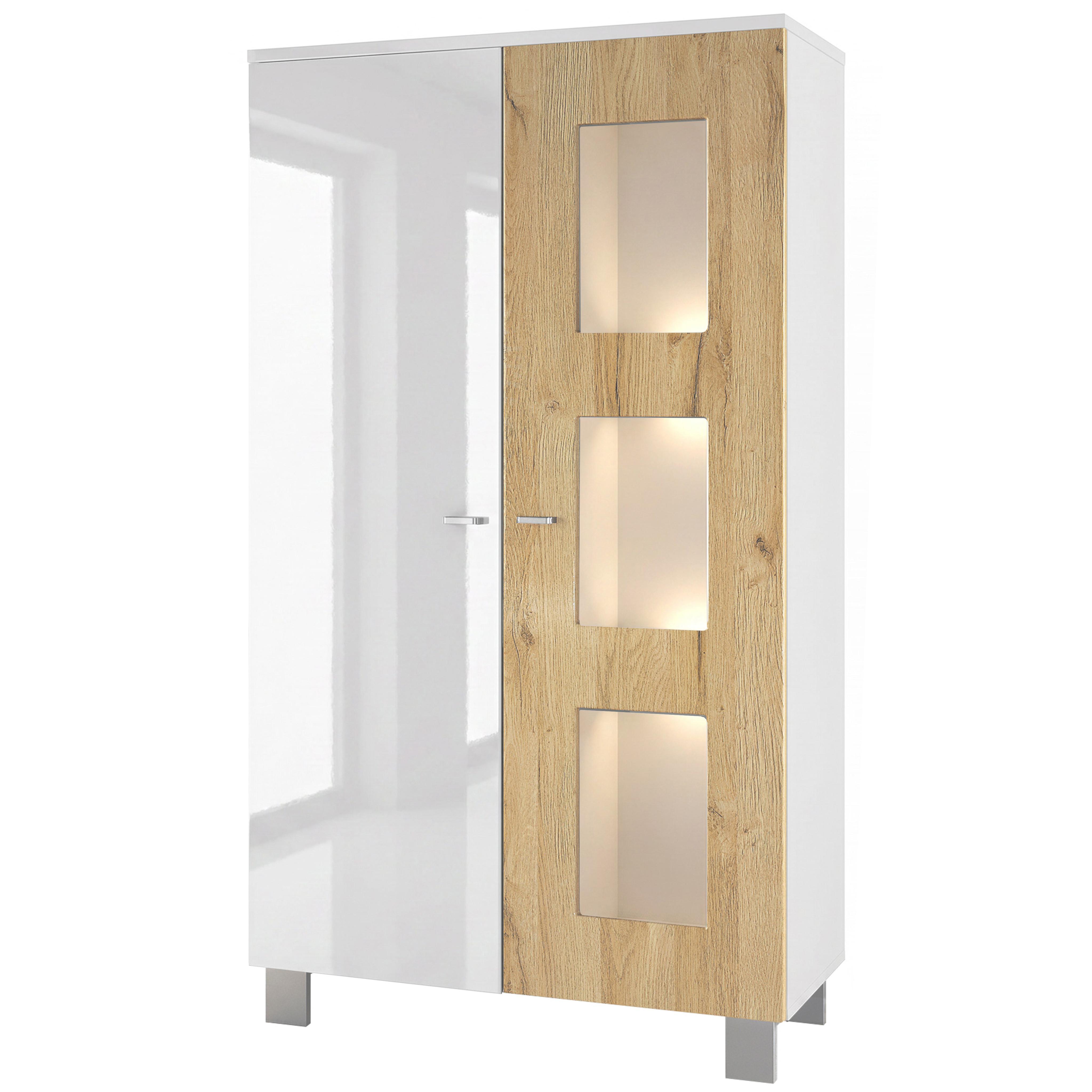 VITRINE Denjo Tür in Eiche Natur - Eichefarben, Holzwerkstoff (71/129/35cm) - Vladon