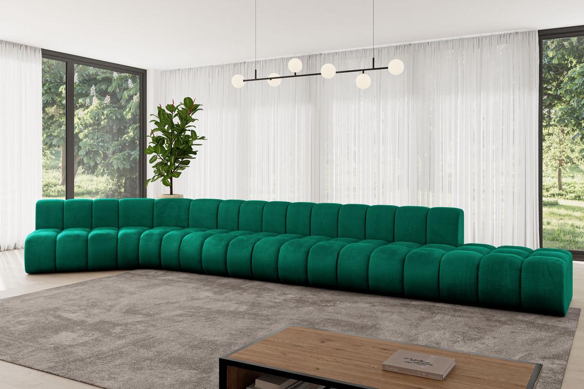 ECKSOFA modulares Sofa Brilo-L3 - 562x174x70 cm Grün - Dunkelgrün, Holzwerkstoff/Textil (562/174cm) - ALTDECOR