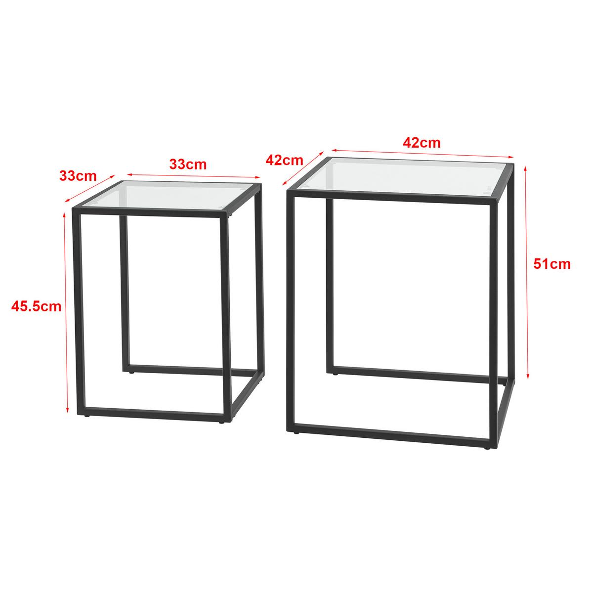 SATZTISCH Holstebro 42/42/51 - Transparent, Glas (42/42/51cm) - [en.casa]