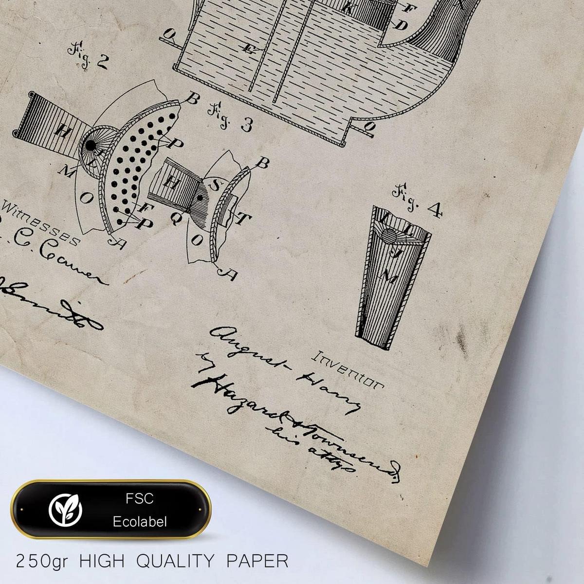 POSTER Set Mit 6 Plakaten Mit Kaffeemaschine Patenten Plakate Mit Retro Patentabbildungen Inneneinrichtung Im Vintage Stil A3 & A4 Rahmenlos - Klar, Papier (29/3cm) - Nacnic