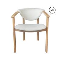 ESSZIMMERSTUHL KALLA 8er Set in Creme Bouclé, massives Buchenholz 58/60/74 cm - Hellbraun/Creme, Holz/Textil (58/72/47cm) - WFL GROUP