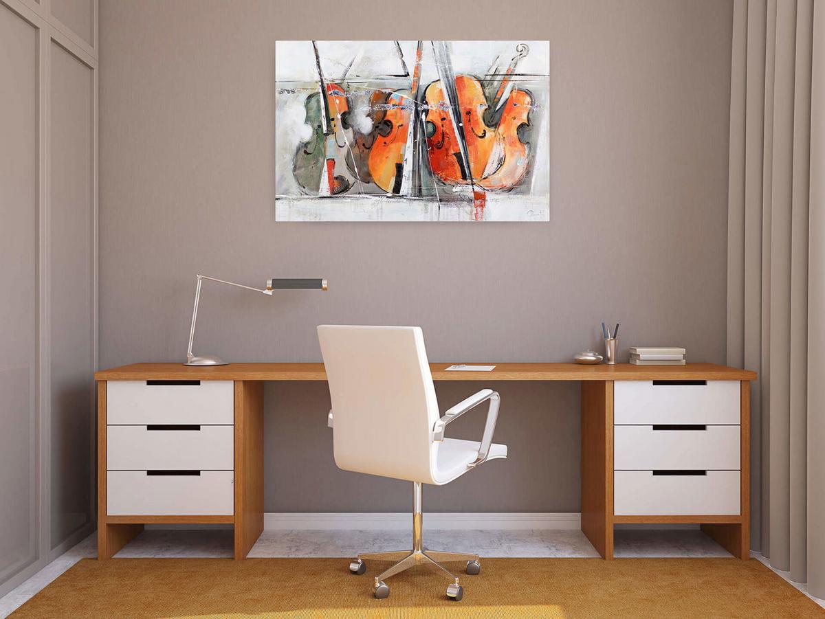 ACRYLBILD HANDGEMALT 120/80 cm - Orange/Grau, Holz/Textil (120/80cm) - KUNSTLOFT