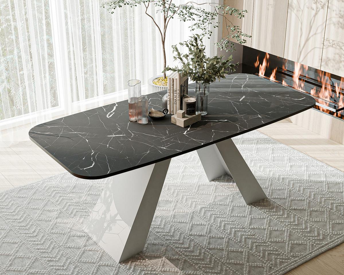 AUSZIEHTISCH ZENITH 180/90/76 cm mit Metallgestell, Weiß / Grau - Weiß/Grau, Holzwerkstoff/Metall (90/180/76cm) - Idohome