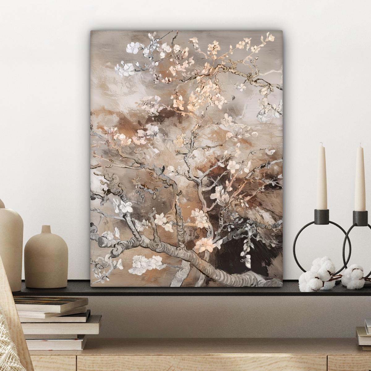 LEINWANDBILD Mandelblüte - Kunst - Van Gogh - Beige - Abstrakt Room Decor 30x40 cm - Braun, Textil (30/40cm) - MuchoWow