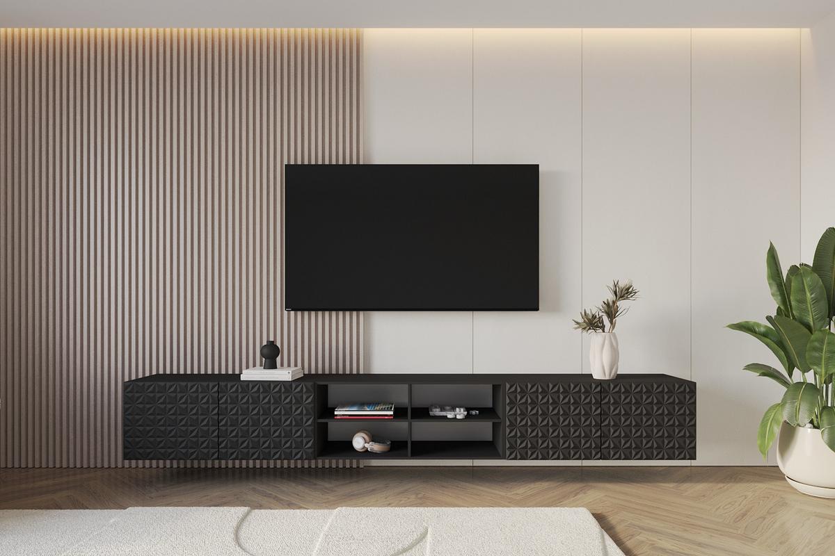 LOWBOARD VIRA-W 3x100x40x40 cm - Schwarz - Schwarz, Holzwerkstoff (300/40/40cm) - ALTDECOR