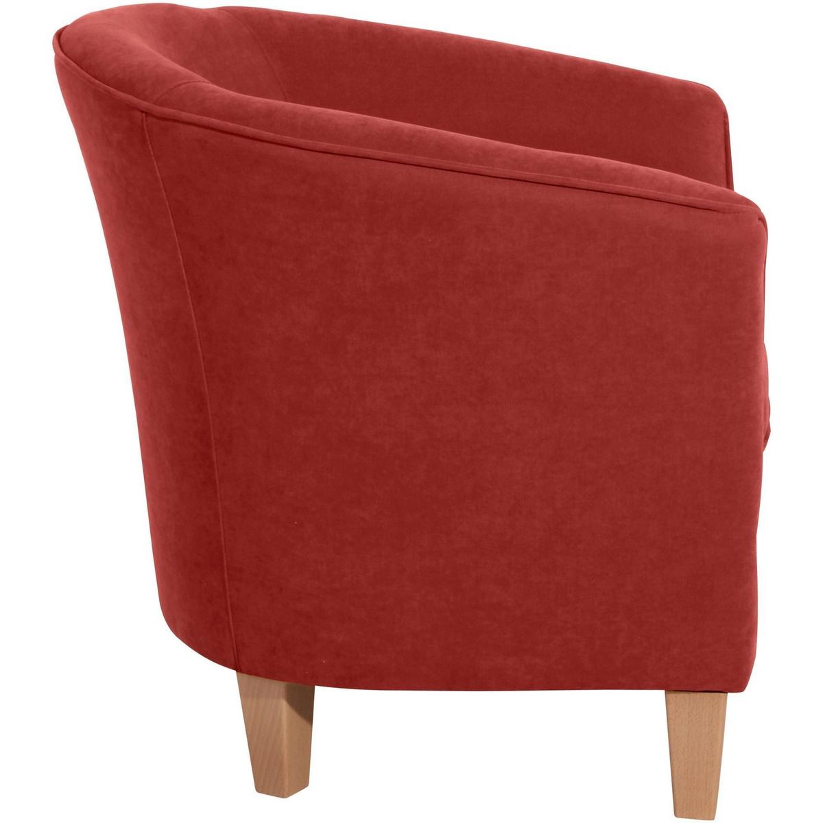 SESSEL Karine Bezug Veloursstoff Buche natur / terracotta - Rot, Kunststoff (70/74/70cm) - 58aufmkessel