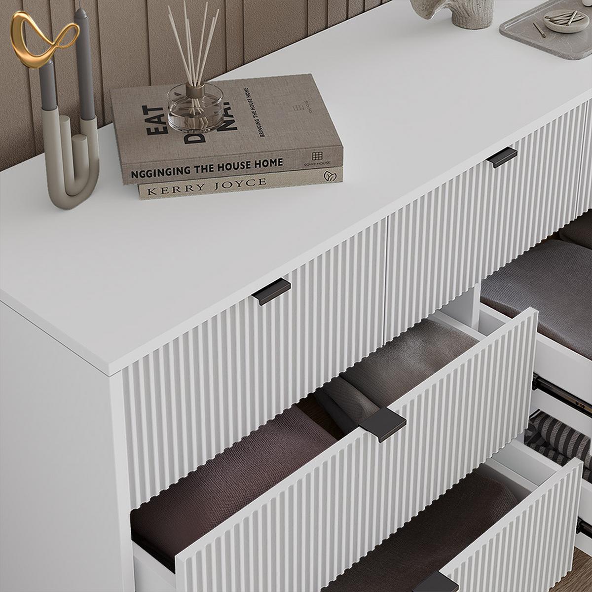 SIDEBOARD Aterno Weiß 42 x 81 cm mit 7 Schubladen - Weiß, Holzwerkstoff (42/81/140cm) - Livinity®