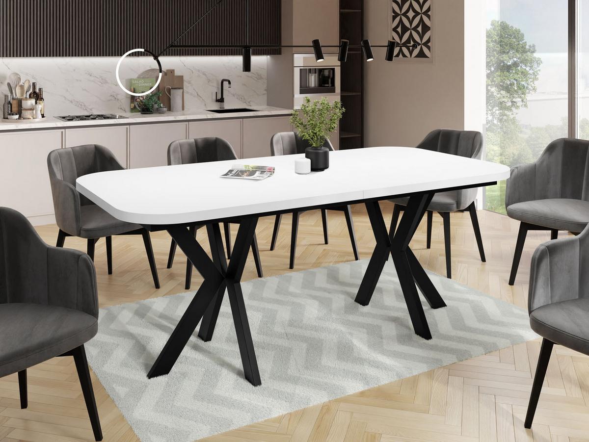 ESSTISCH Olivia ausziehbar rechteckig, Weiß 200-280/100/76 - Schwarz/Weiß, Holzwerkstoff/Metall (100/280/76cm) - WFL GROUP