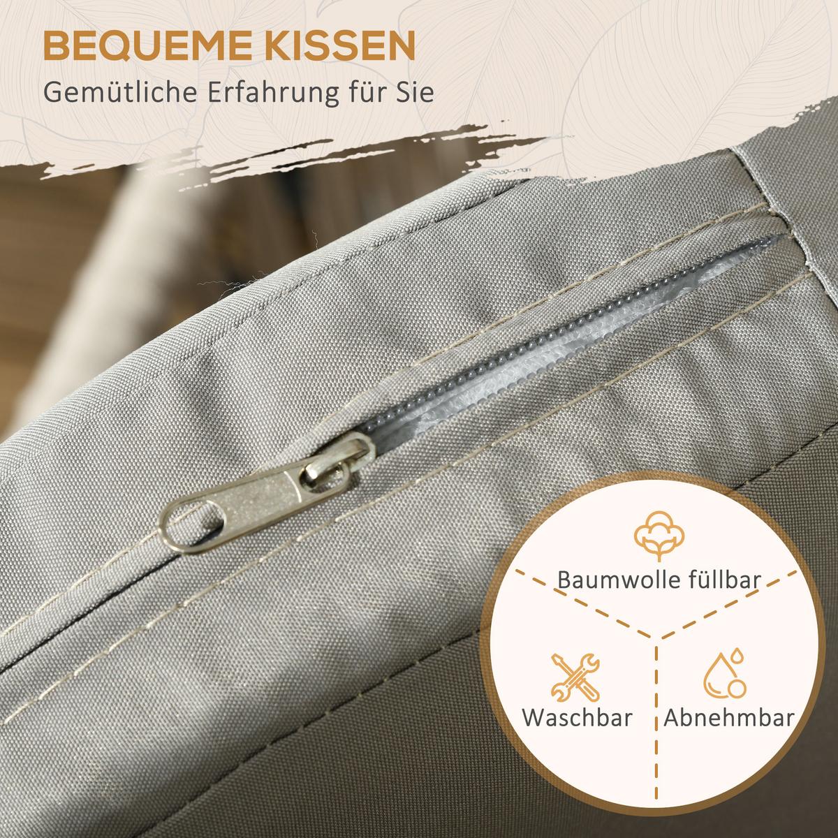 GARTENSTÜHLE 2er-Set, Stahl, Polyester, Beige - Beige, Metall (60/71/57cm) - Outsunny