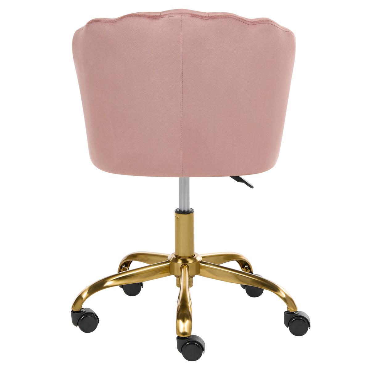 SCHREIBTISCHSTUHL Samtstoff Rosa Valticello - Pink/Goldfarben, Textil/Metall (60/77/60cm) - Beliani