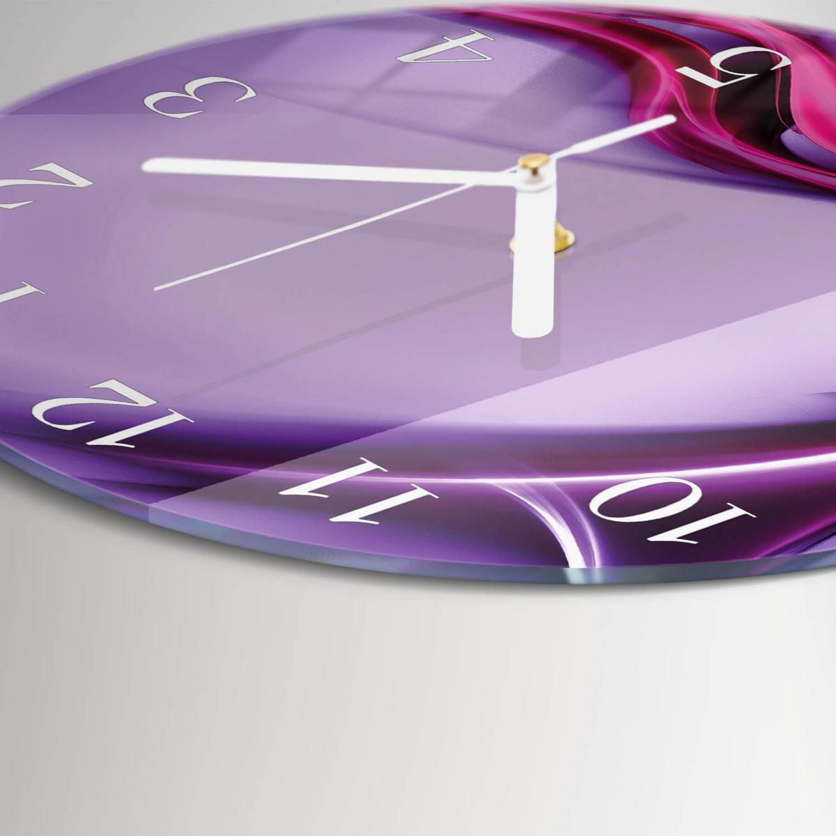 WANDUHR aus Glas Ø30 cm - Abstraktion - Lila, Glas (30/30/0.4cm) - TULUP