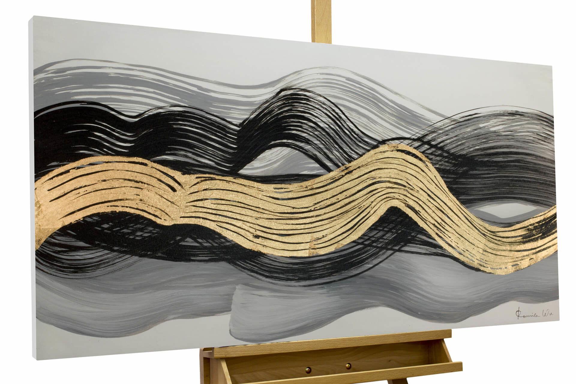 ACRYLBILD HANDGEMALT 120/60 cm - Schwarz/Weiß, Holz/Textil (120/60cm) - KUNSTLOFT