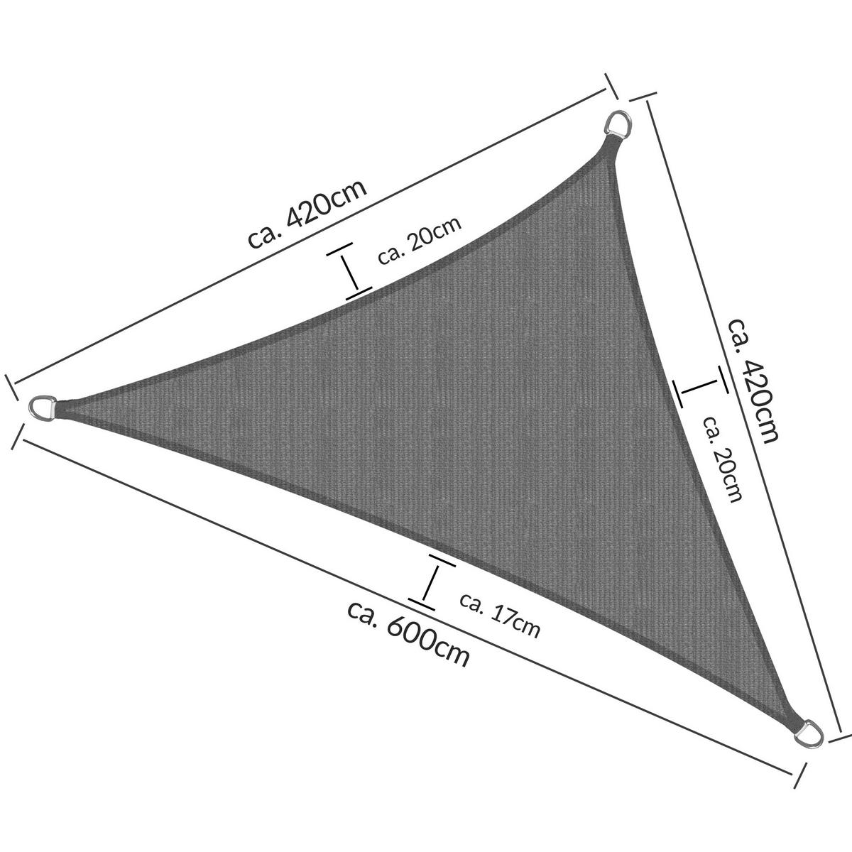 SONNENSEGEL SolVision HS9 420/420/600 cm dreieckig Anthrazit HDPE - Anthrazit, Kunststoff (420/420cm) - Sol Royal