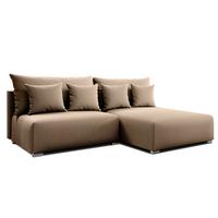 ECKSOFA L Form Ederra Beige Stoff 208/190/91 cm – großes Sofa mit Schlaffunktion R - Beige/Silberfarben, Textil/Metall (208/190cm) - AX Living