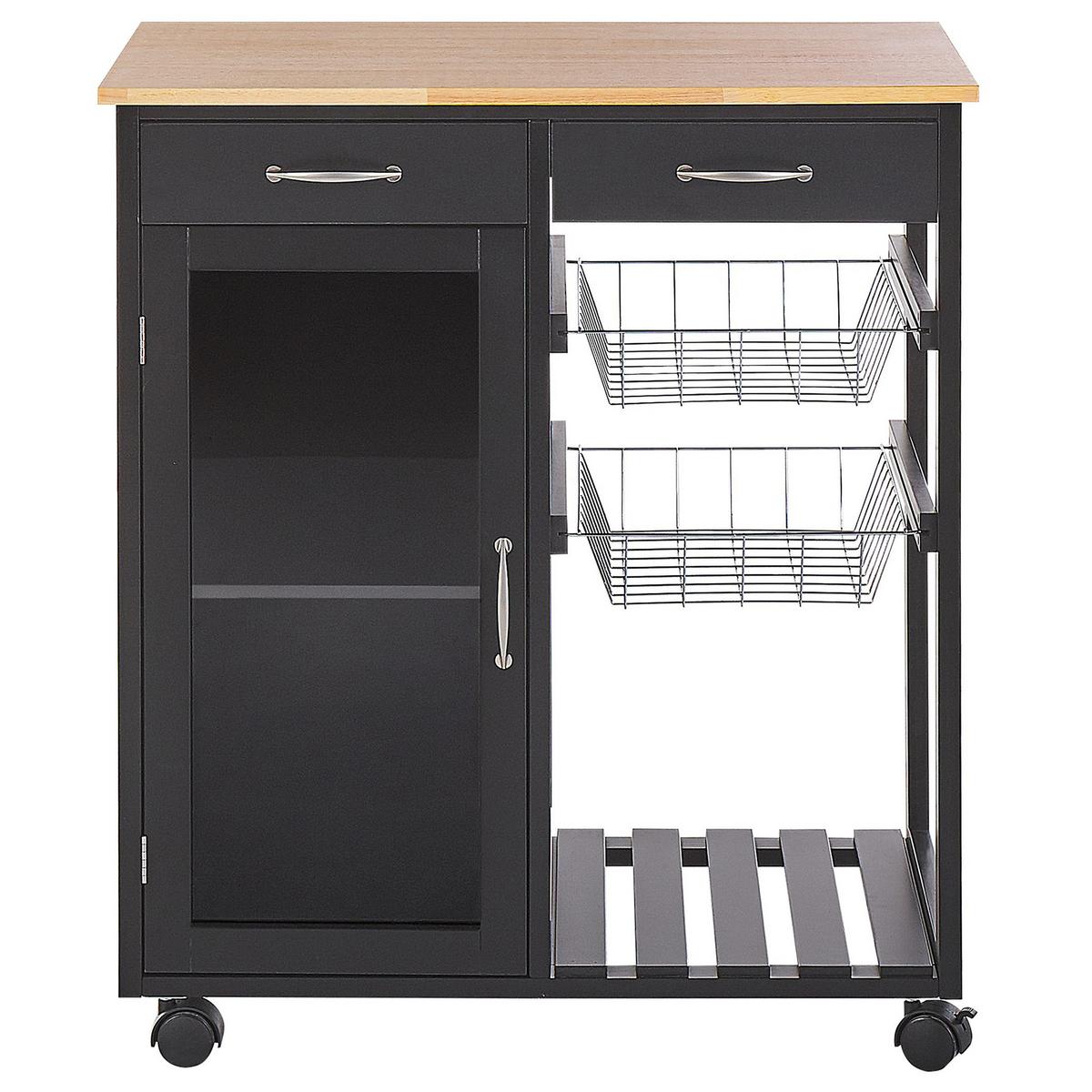 SERVIERWAGEN Schwarz Boves - Schwarz/Braun, Holzwerkstoff/Kunststoff (76/88/48cm) - Beliani