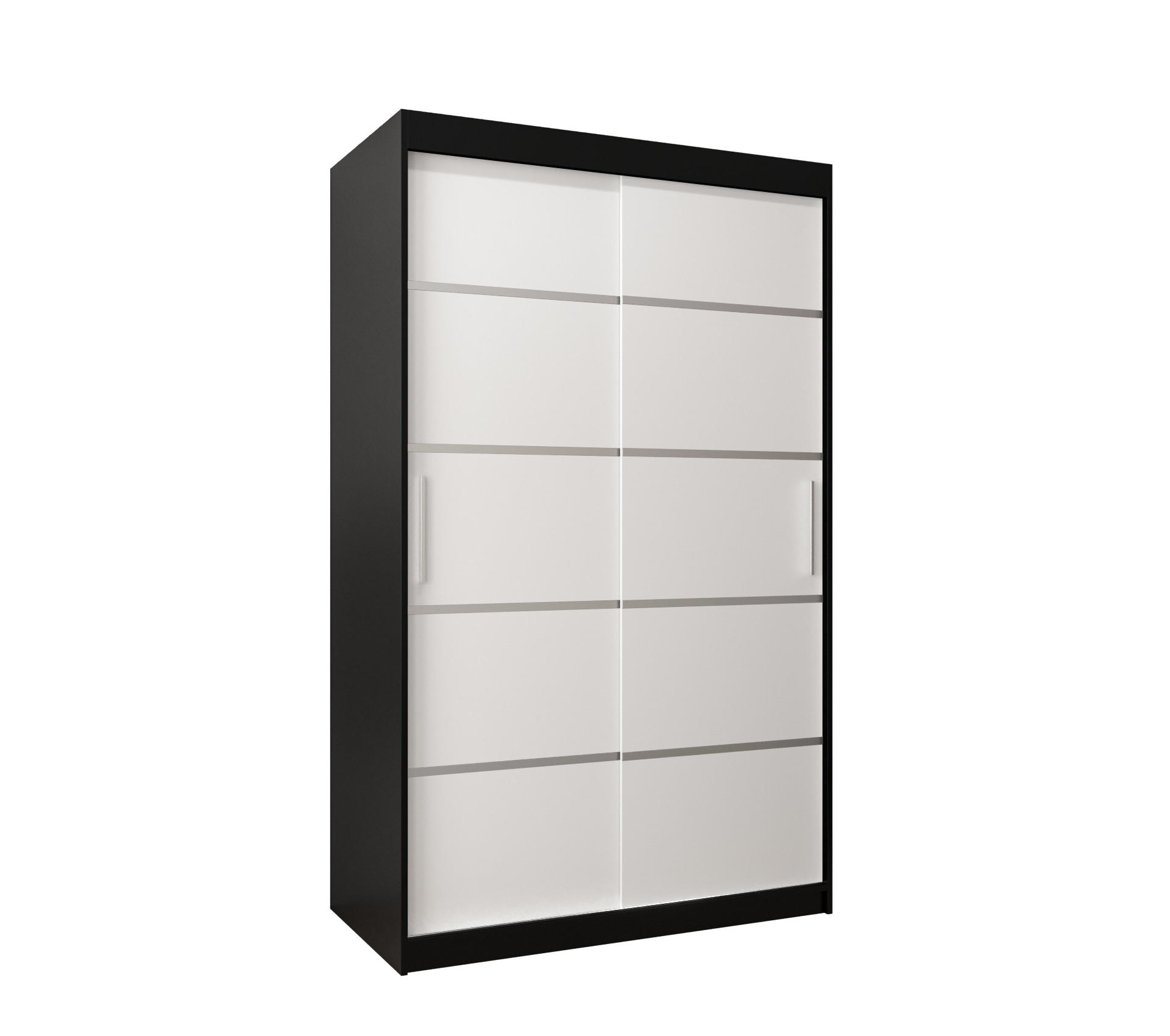 SCHWEBETÜRENSCHRANK 200/120/62 2-türig - Silberfarben/Schwarz, Holz/Kunststoff (120/200/62cm) - MÖBEL KRYSPOL