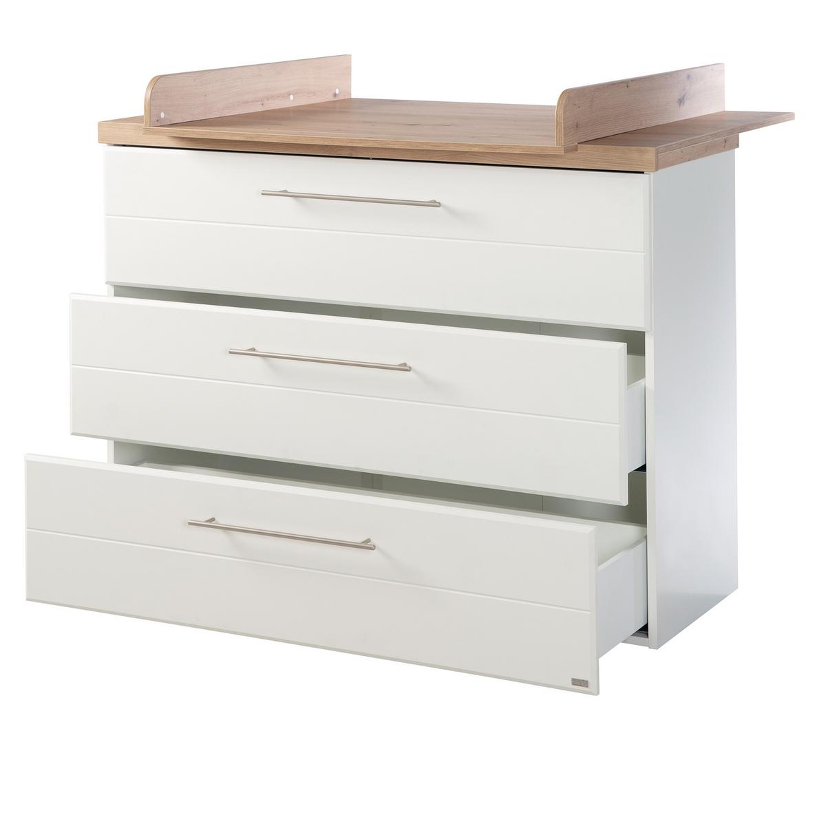 WICKELKOMMODE Nele - Silberfarben/Weiß, Holzwerkstoff/Metall (119/103/77.5cm) - Roba