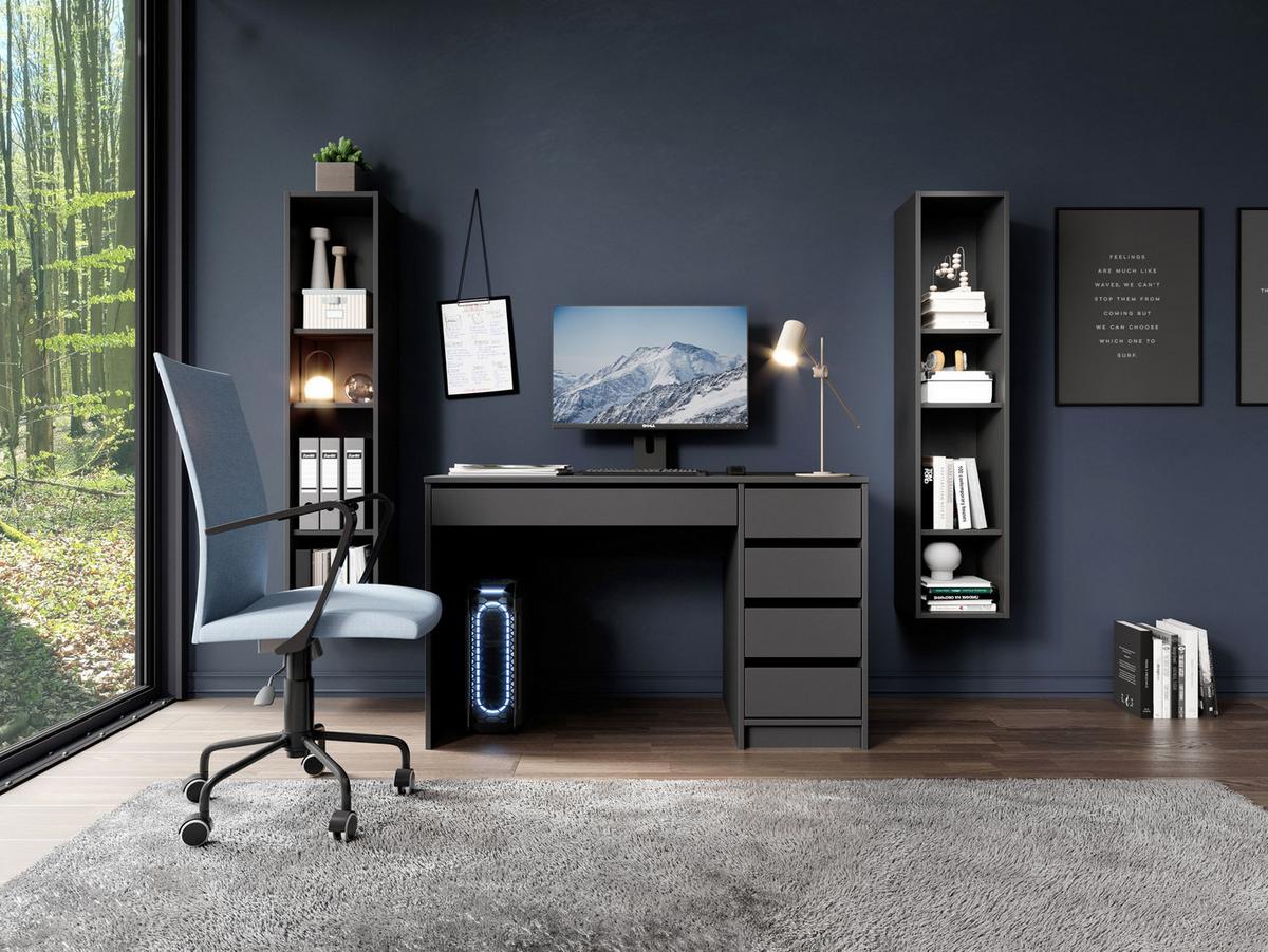SCHMINKTISCH Claris Schwarz Anthrazit 120/55/75 mit LED Spiegel 120/67/11 cm - Anthrazit, Holzwerkstoff (120/75/55cm) - WFL GROUP