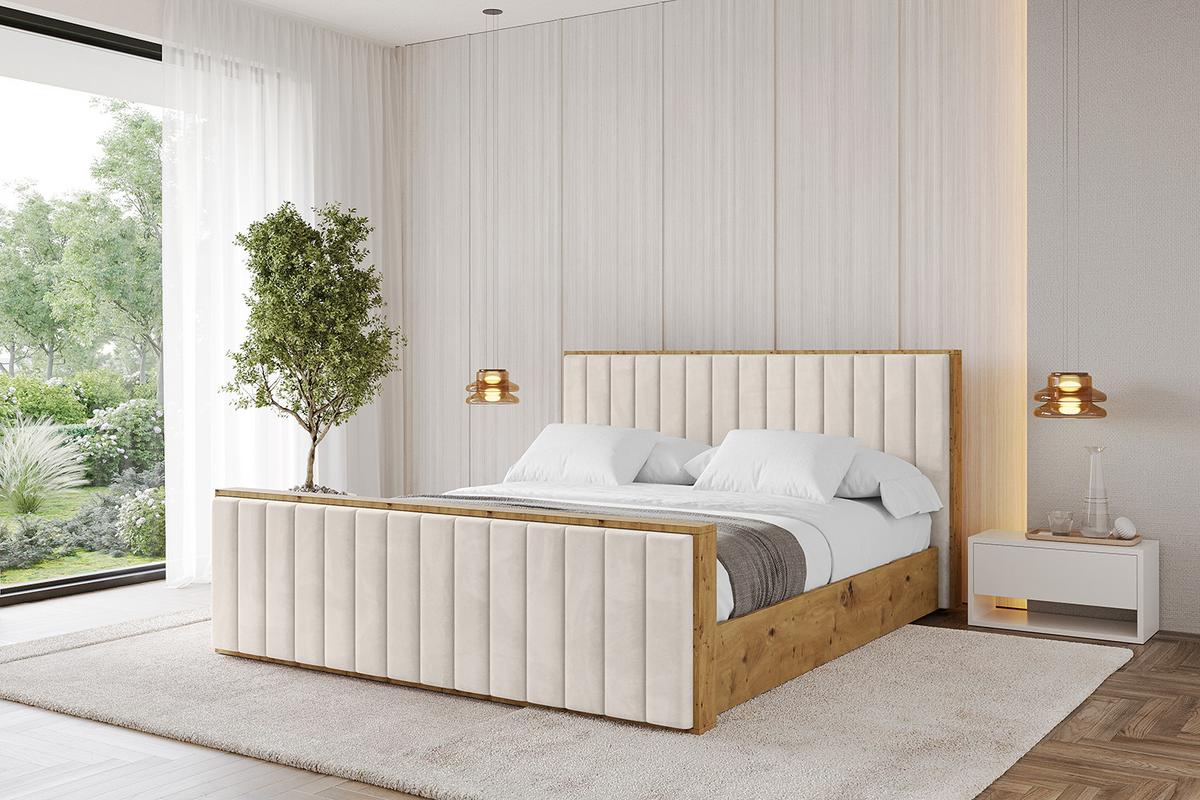 POLSTERBETT mit Bettkasten, Fußteil und Lattenrost, Boxbett mit Matratze H3/H4 - ENZO4-Z 180x200 Beige - Beige, Holzwerkstoff/Textil (180/200cm) - ALTDECOR