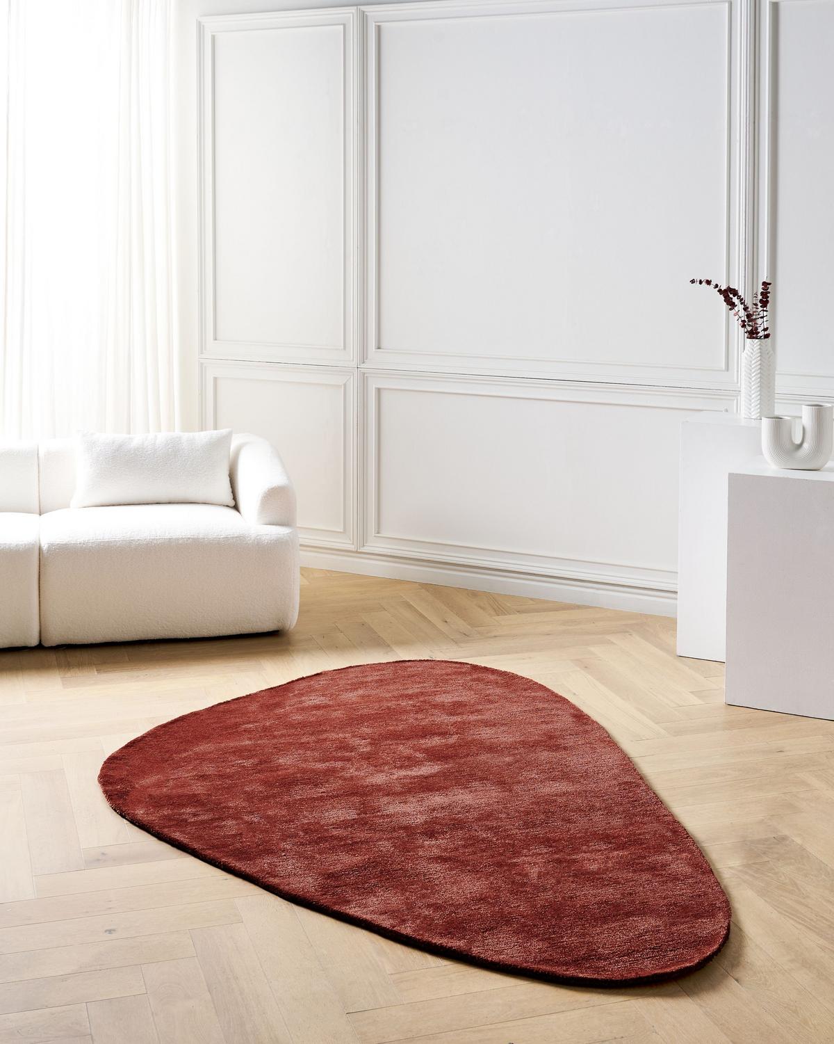 TEPPICH Dunkelrot 160/230 cm Viskose Tando - Dunkelrot, Textil (160/230cm) - Beliani