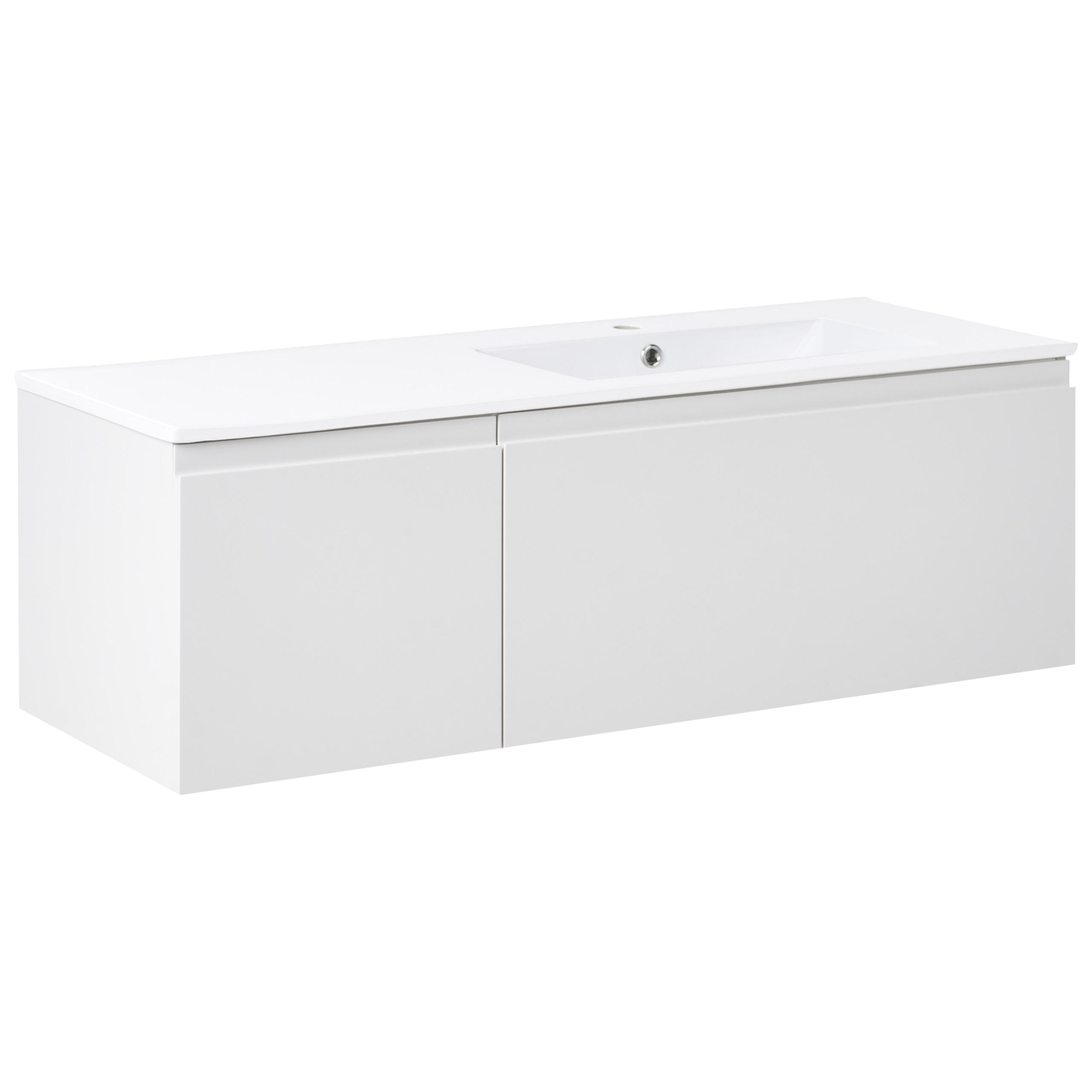 WASCHBECKENUNTERSCHRANK wandmontiertk mit Waschbecken Hellgrau Coroico - Hellgrau, Holzwerkstoff (120/38/135cm) - Beliani