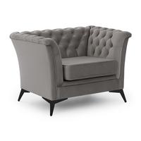 CHESTERFIELD-SESSEL Whitby Grau Samt mit schwarzen Füßen - Schwarz/Grau, Holz/Textil (116/78/82cm) - S-Style Möbel