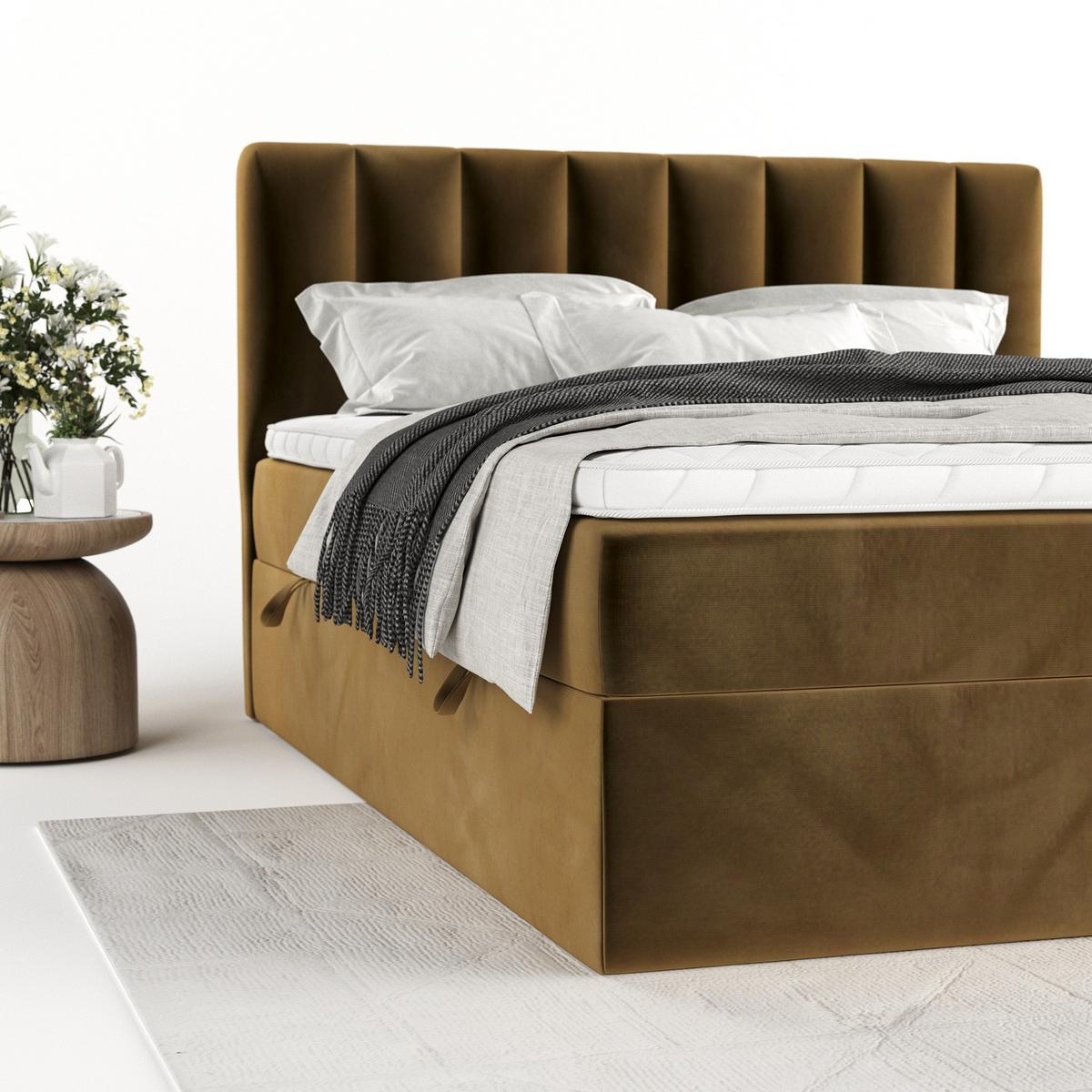 BOXBETT Bari 200/200 cm Honiggelb im Kronos Stoff - Honig, Holz/Holzwerkstoff (200/200cm) - AltaBeds