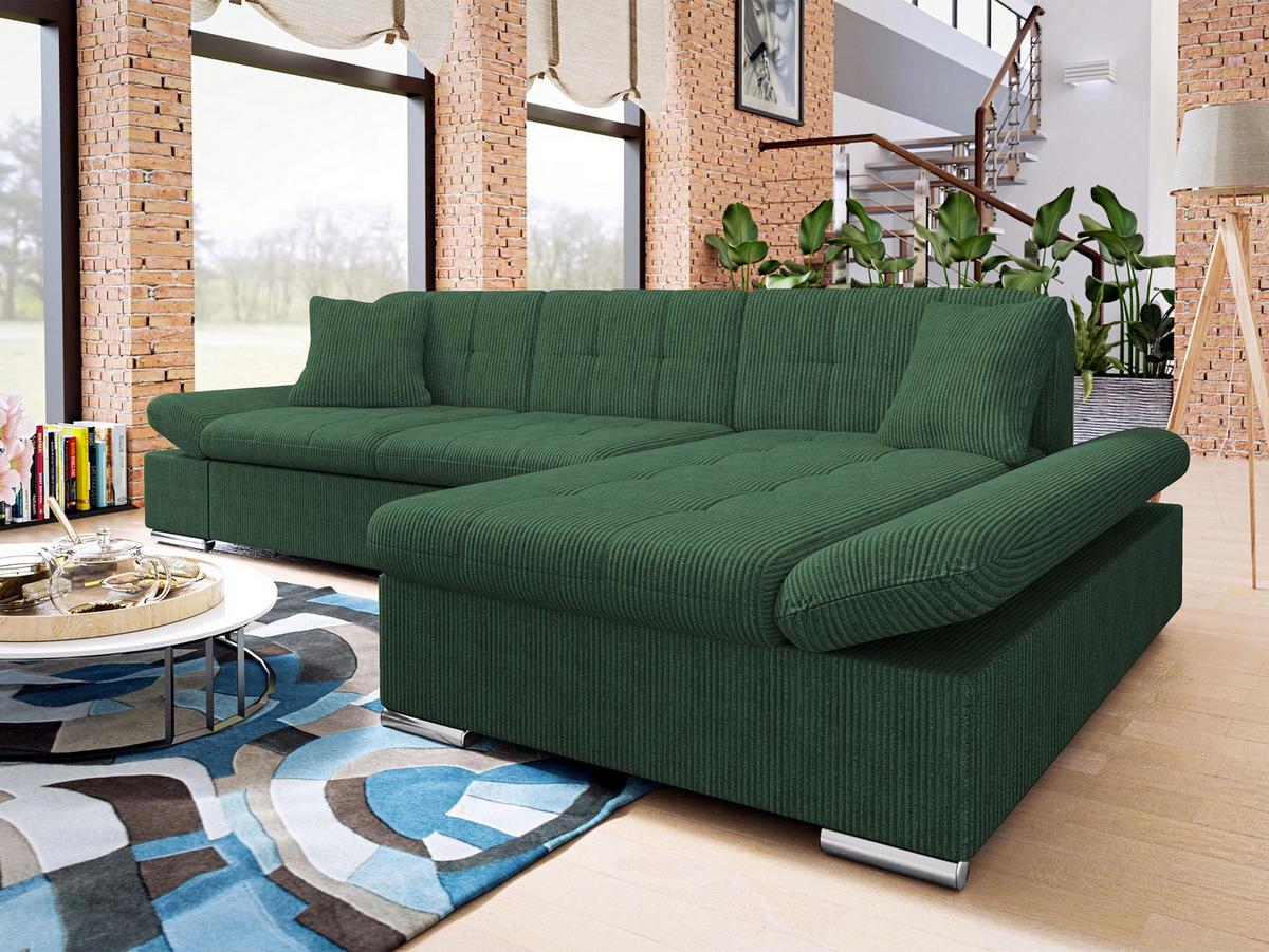 ECKSOFA Montana Cord, Seite: Rechts - Dunkelgrün, Holz/Textil (161/278cm) - MIRJAN24