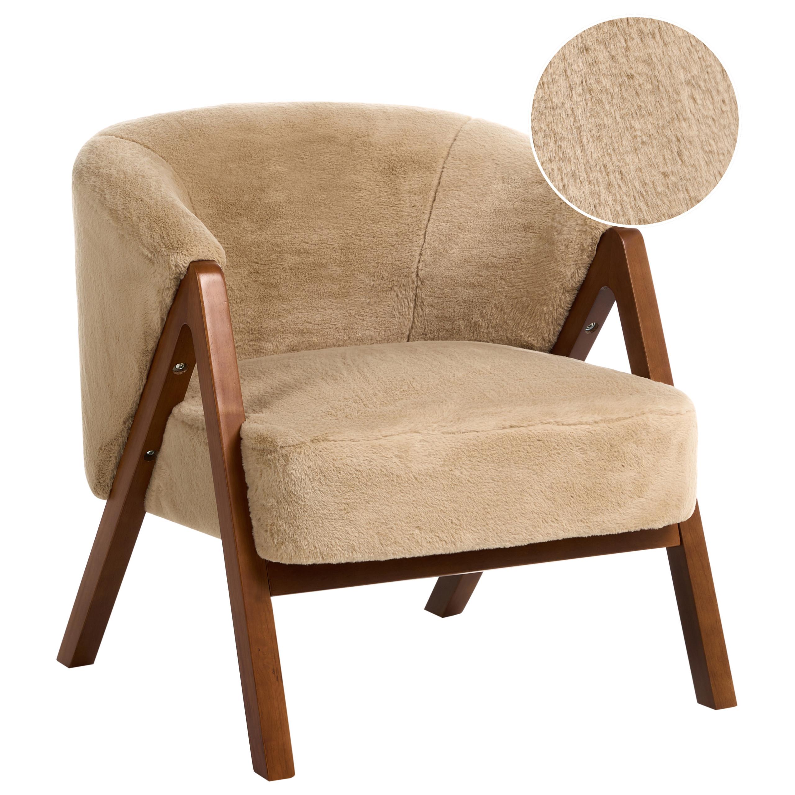 SESSEL Webpelz Beige Skei - Beige/Braun, Kunststoff (67/69/66cm) - Beliani
