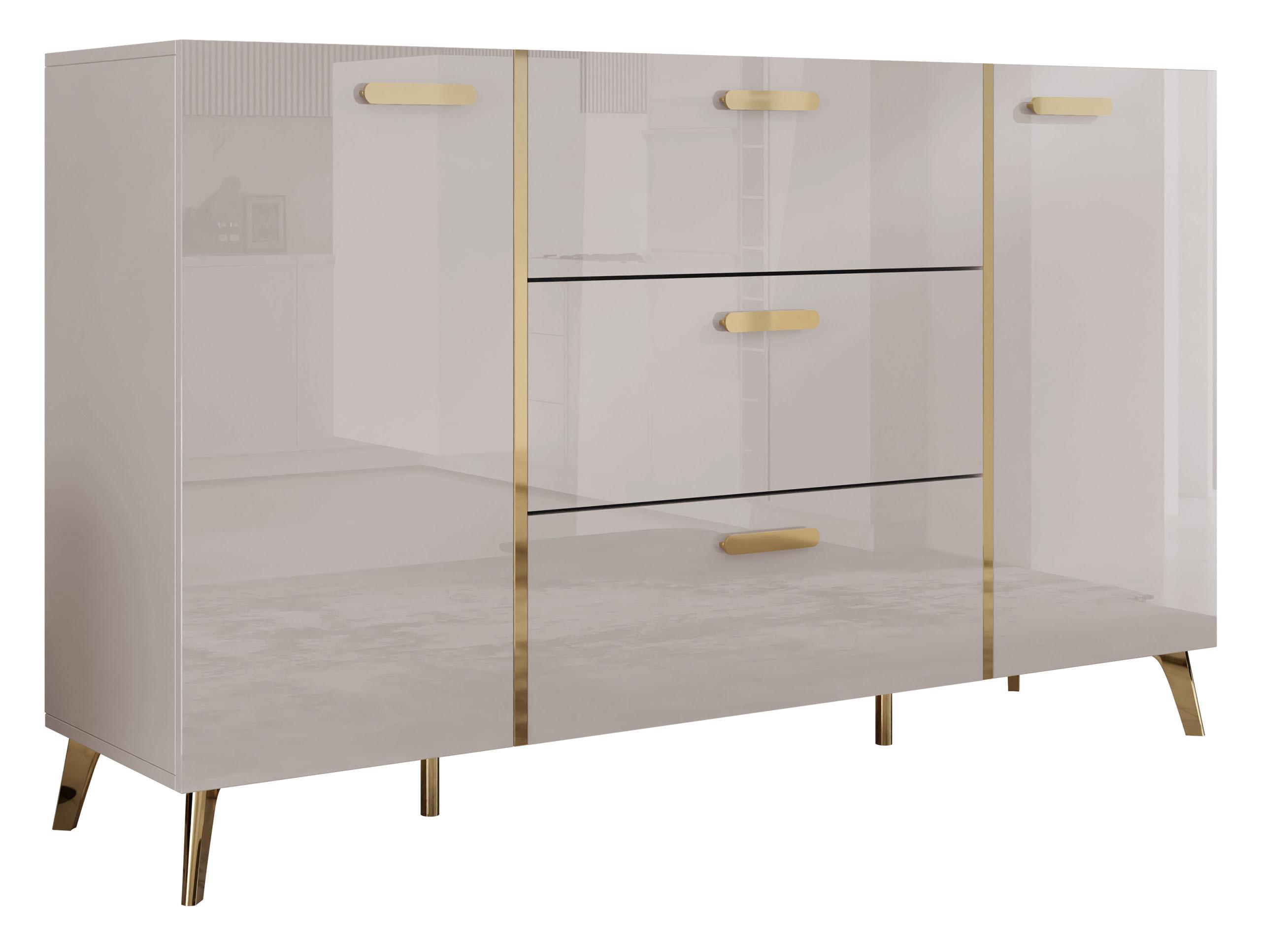 SIDEBOARD Picru 150 2D3SZ - Kaschmir/Goldfarben, Holzwerkstoff/Kunststoff (154/92/38cm) - MIRJAN24