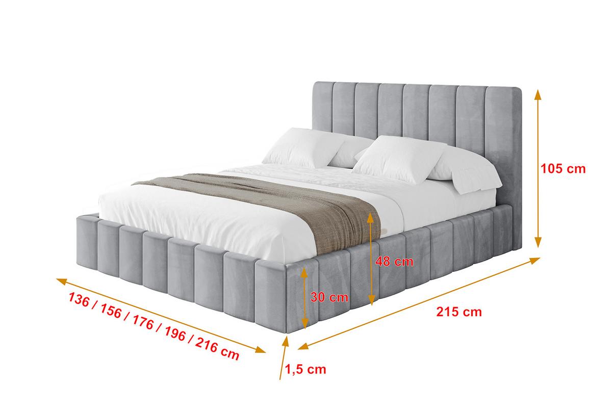 POLSTERBETT mit Bettkasten und Lattenrost, Boxbett ohne Matratze - FINO 180x200 Hellgrau - Hellgrau, Holzwerkstoff/Textil (180/200cm) - ALTDECOR
