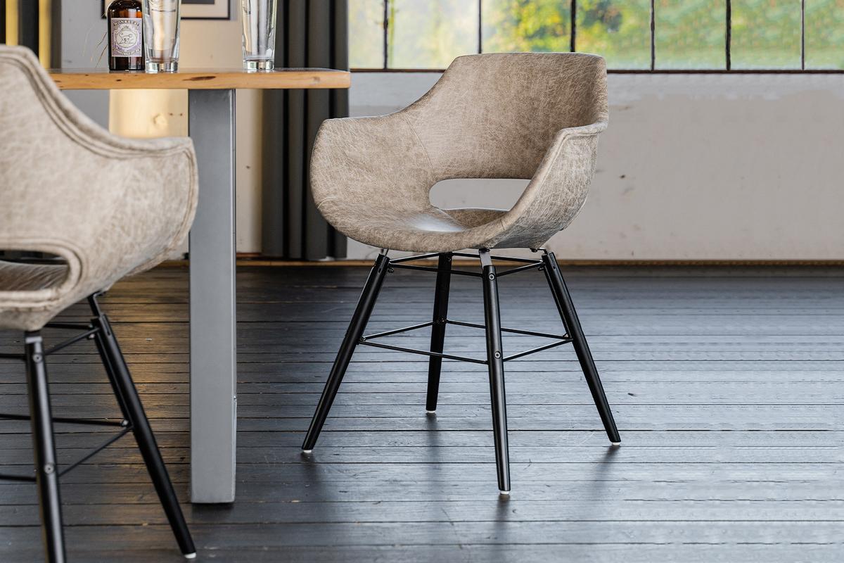 STUHL ZAJA Beige Microfaser - Beige, Textil (57/80/59cm) - KAWOLA