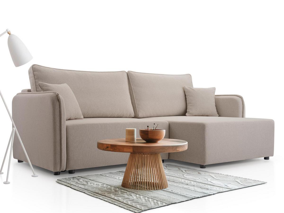 ECKSOFA Malody, Seite: Rechts - Beige/Schwarz, Holz/Kunststoff (227/147cm) - MIRJAN24