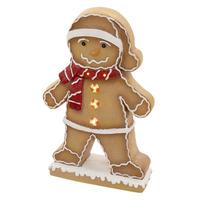 LEBKUCHENMANN-FIGUR mit Mütze & Schal 76 cm Weihnachtsdeko Innen mit LED-Beleuchtung - Braun, Stein (47/76/20cm) - ECD-Germany