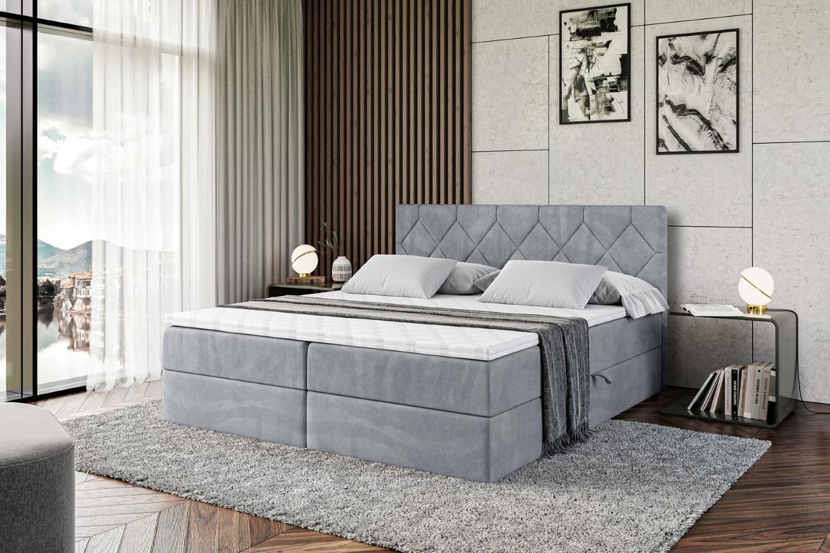BOXBETT mit Matratze H4 und Lattenrost - CATOR - 140 x 200 - Grau - Grau, Holzwerkstoff (140/200cm) - ALTDECOR