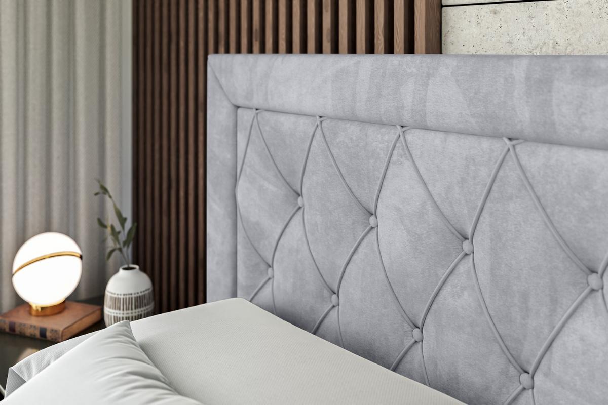 BOXBETT mit H4-Matratze und Lattenrost - NOEL - 140x200 Hellgrau - Hellgrau, Holzwerkstoff (140/200cm) - ALTDECOR