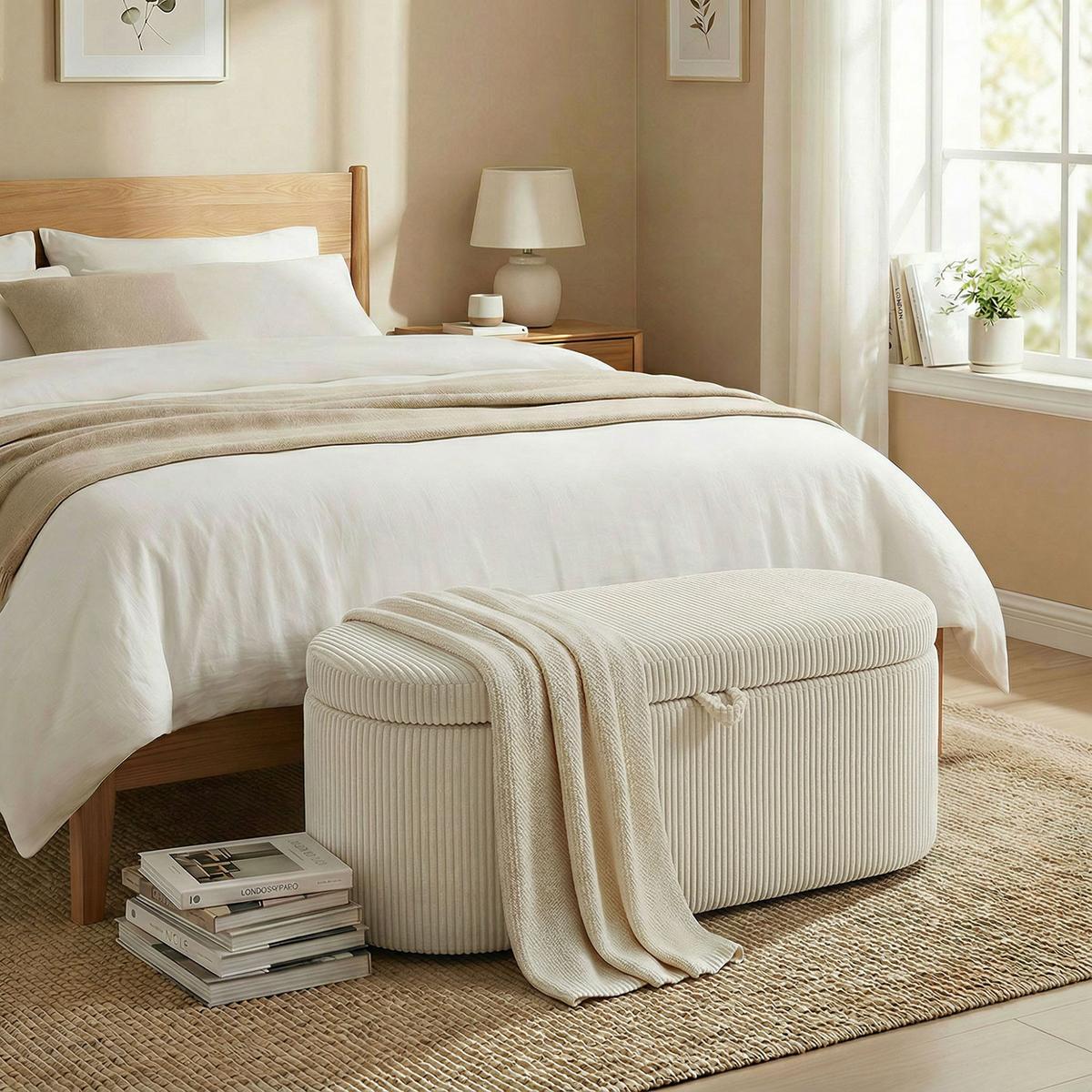 SITZBANK Polyester Beige - Beige/Schwarz, Kunststoff/Textil (51/49/105cm) - HOMCOM