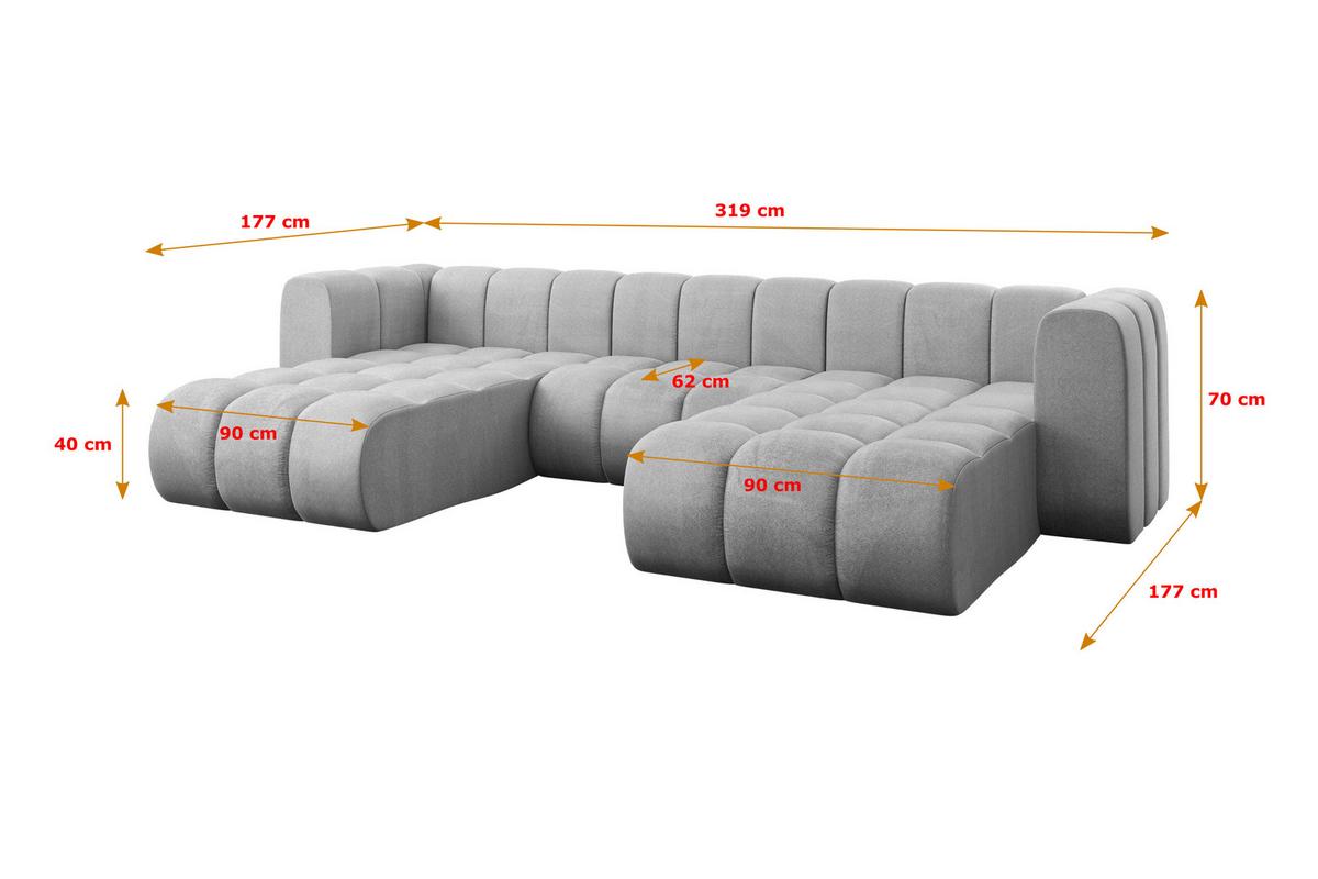 WOHNLANDSCHAFT modulares Sofa Joren-U1 - 319x177x70 cm Grau - Hellgrau, Holzwerkstoff/Textil (319/70/177cm) - ALTDECOR
