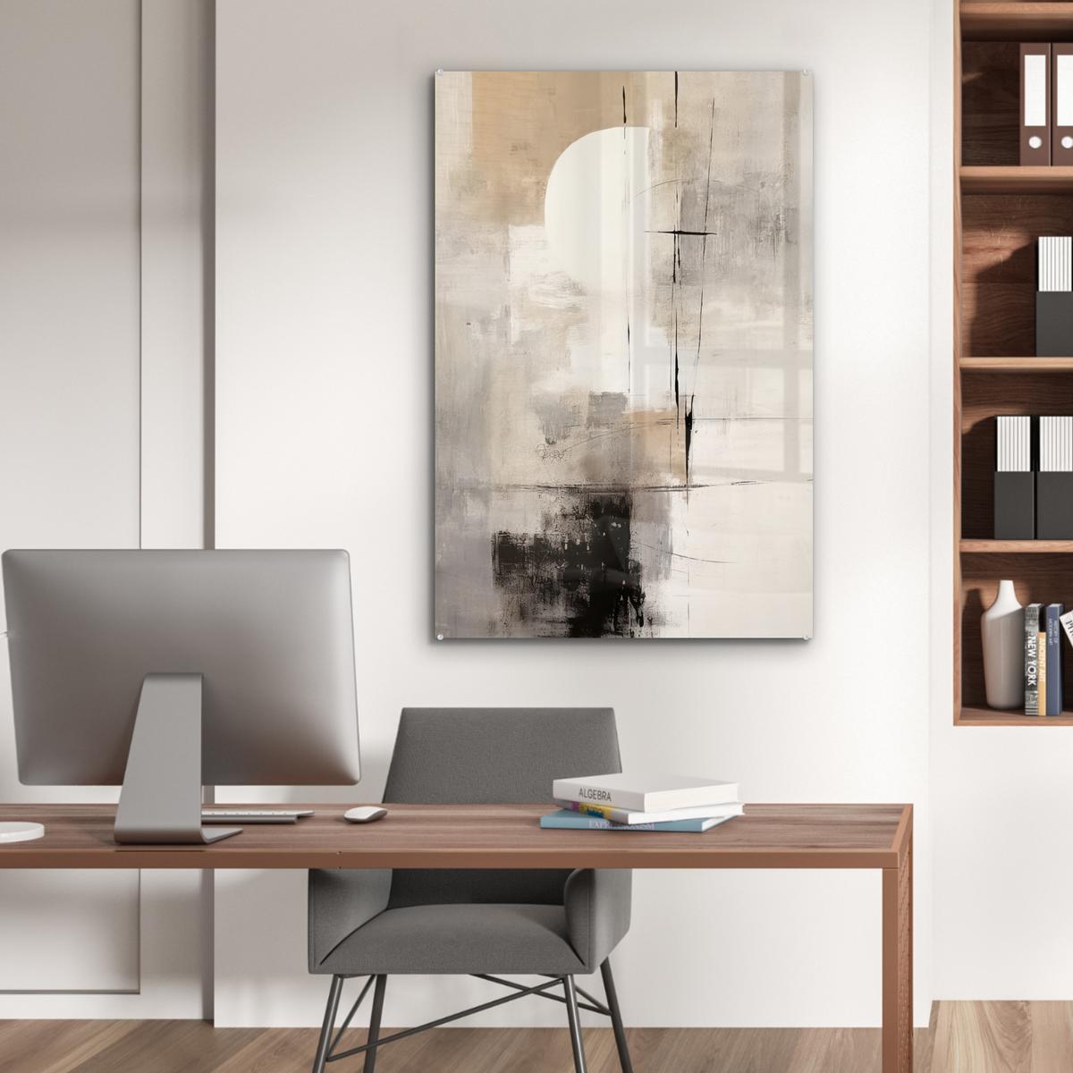 ACRYLGLASBILD Abstrakt - Kunst - Grau 80x120 cm - Hellgrau, Glas (80/120cm) - MuchoWow