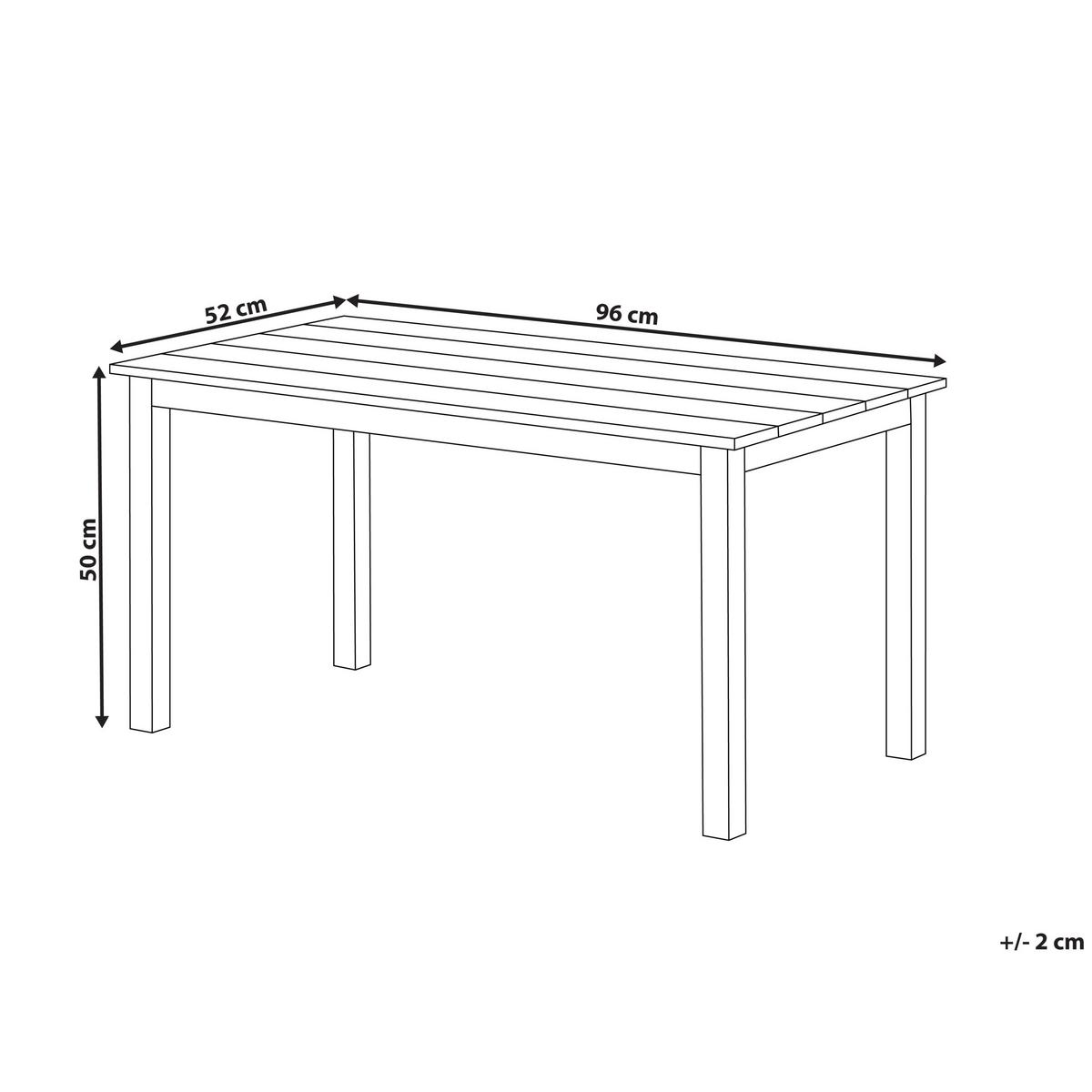 GARTENTISCH Heller Holzfarbton Messina - Hellbraun/Schwarz, Kunststoff (96/52/50cm) - Beliani