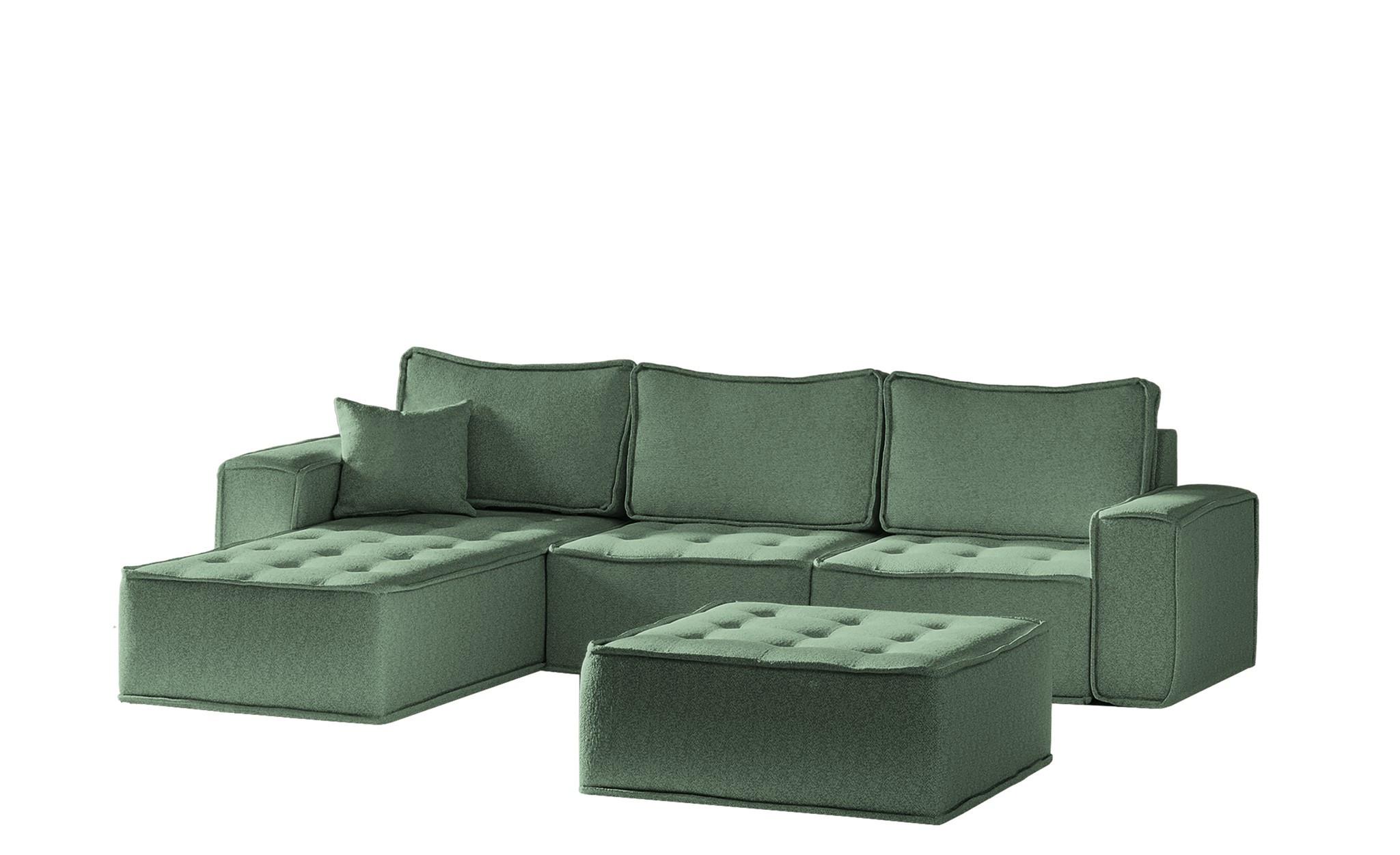 ECKSOFA Sande In Raven - Grün, Holzwerkstoff/Textil (292/192cm) - Fun Möbel