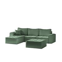 ECKSOFA Sande In Raven - Grün, Holzwerkstoff/Textil (292/192cm) - Fun Möbel