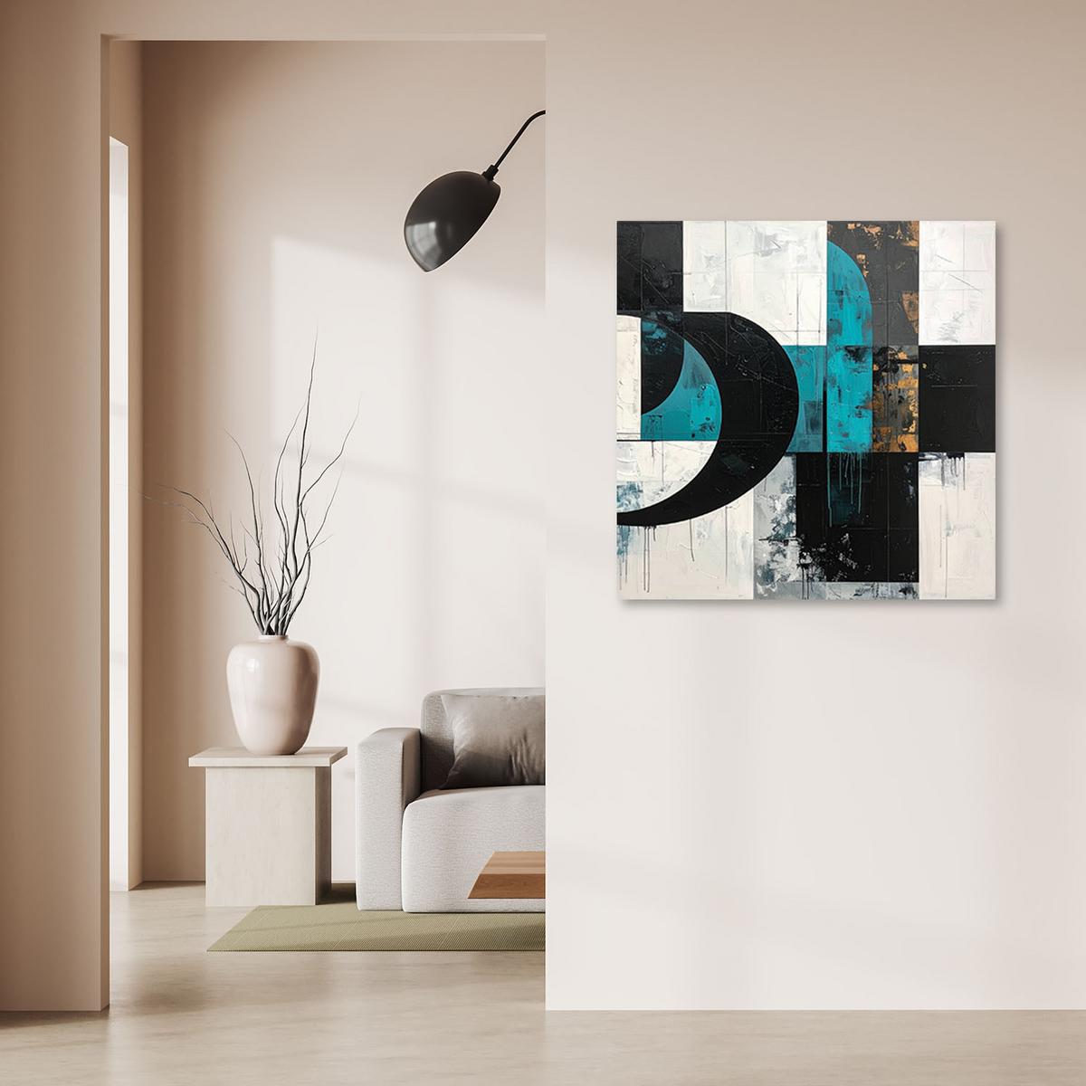 LEINWANDBILD 3D und geometrisch 60x60cm - Türkis, Textil (60/60cm) - Feeby