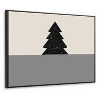 LEINWAND Bilder mit Rahmen - Weihnachtsbaum - Schwarz - Urlaub - Beige - 70x50 - Schwarz, Textil (70/50cm) - MuchoWow