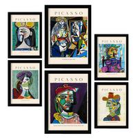 POSTER Set Mit 6 Picasso Sammlung A3 & A4 Schwarzer Rahmen - Schwarz, Papier (29/3cm) - Nacnic