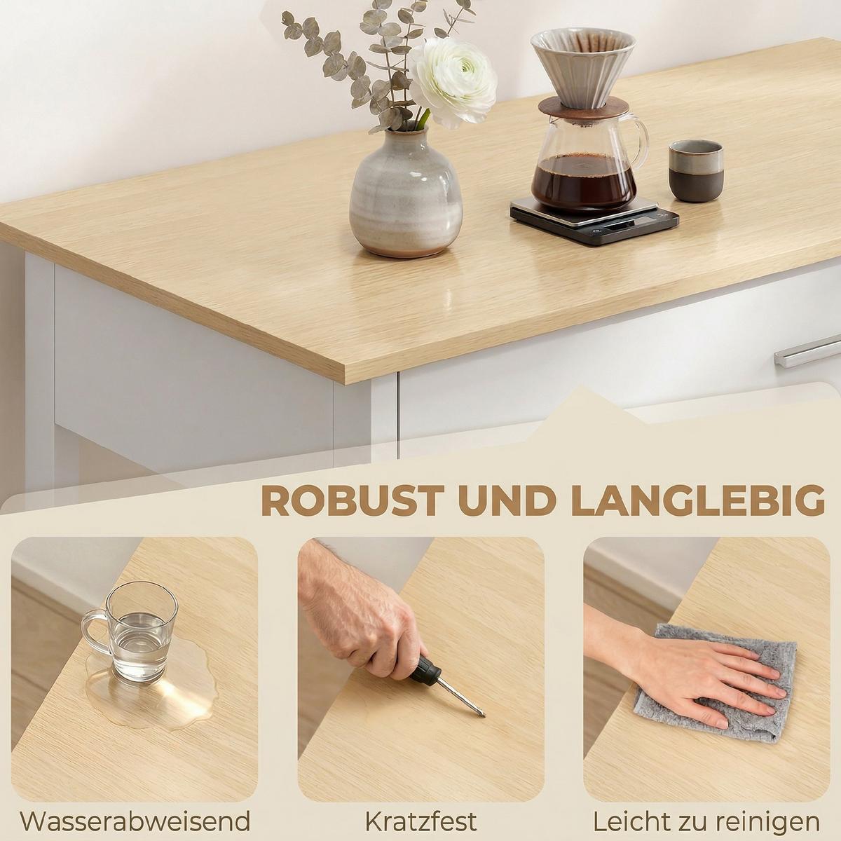 KÜCHENWAGEN MDF Weiß - Weiß, Holzwerkstoff (51/92.5/108.8cm) - HOMCOM